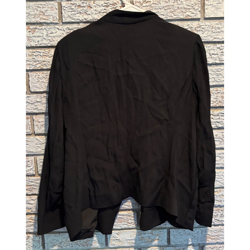 Halogen Womens XL Black Open Front Blazer Ruched 3/4 Sleeve Draped Shawl Collar - Picture 2 of 9
